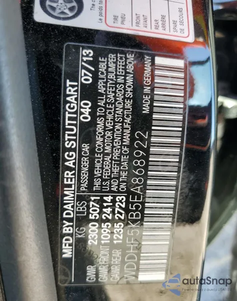 2014 Mercedes-Benz E 350 z USA, uszkodzony, nr VIN WDDHF5KB5EA868922